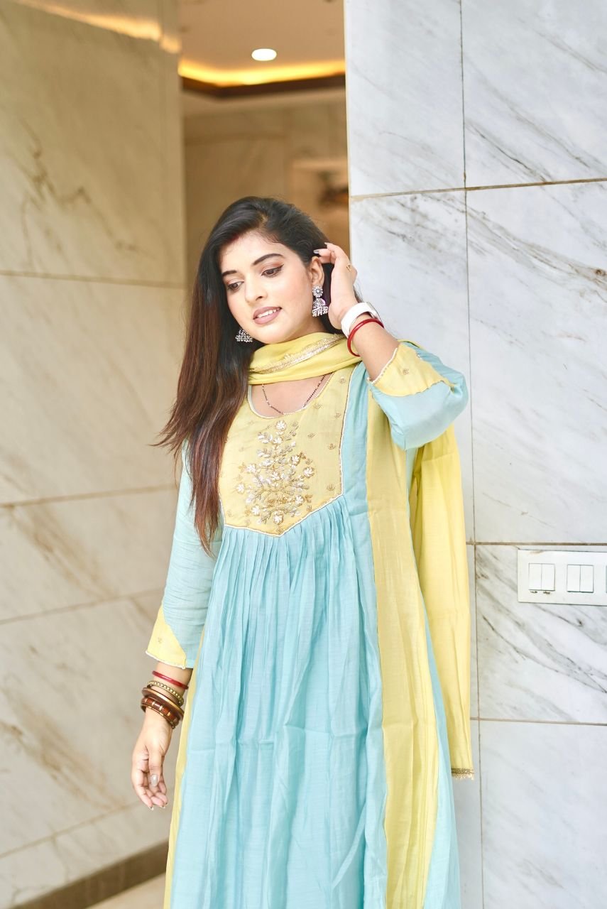 Aqua Grace Embroidered Kurta Set with Dupatta - Image 5