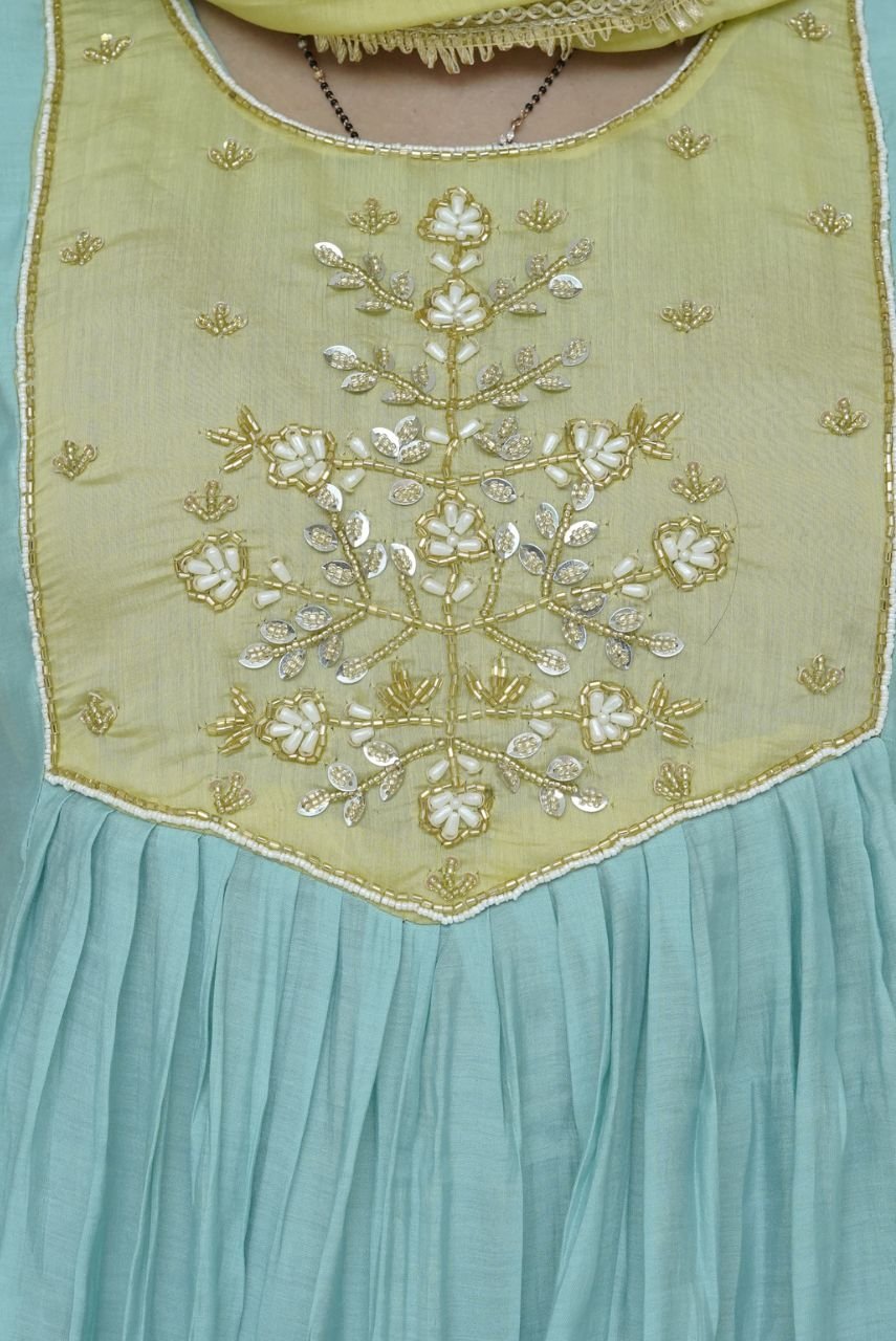 Aqua Grace Embroidered Kurta Set with Dupatta - Image 7